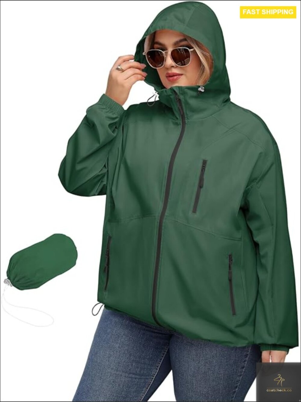 Lightweight Packable Trench Raincoat Plus Size Waterproof Hooded Outdoor Jacket